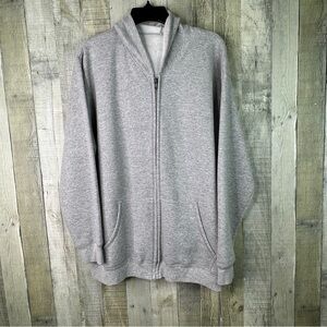 Just My Size 2X(18W-20W) Full Zip Front Fleece Hoodie Grey & White